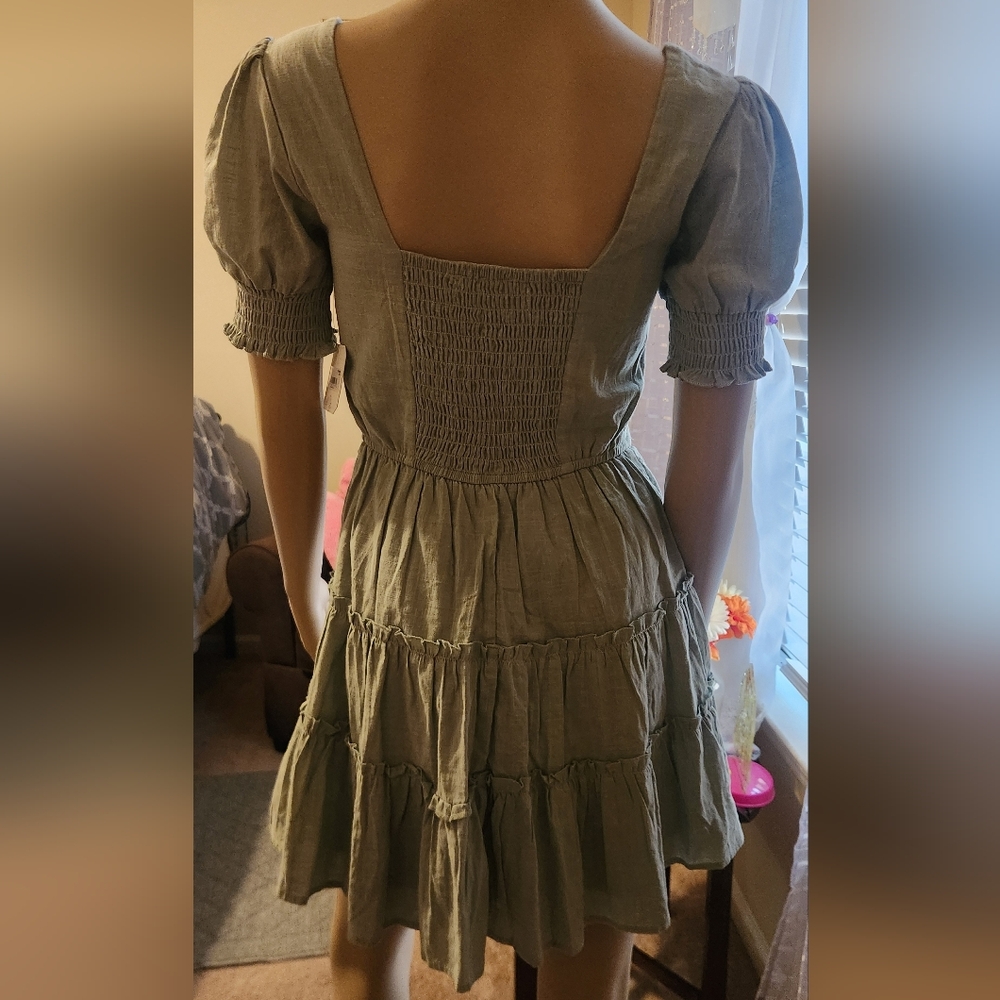 Altar'd State Sky Blue Tiered Midi Dress - Picture 3 of 6
